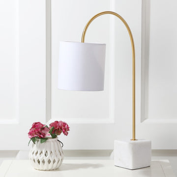 Fisher 25" Marble/Brass LED Table Lamp - JONATHAN Y